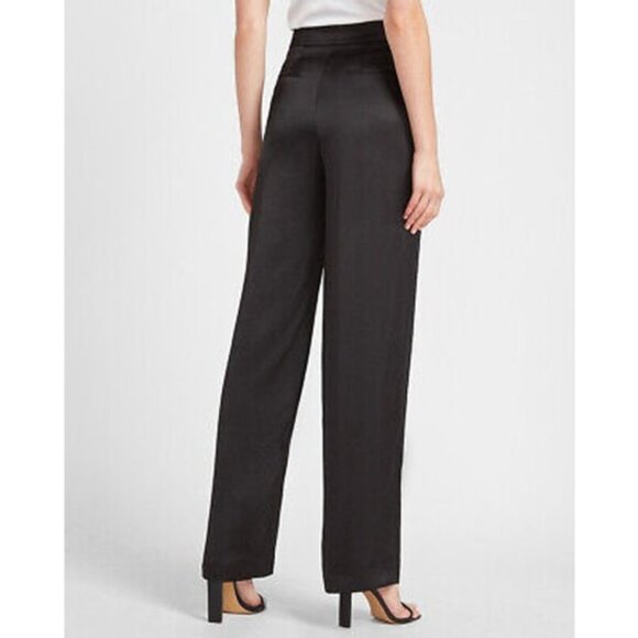 Express High Waisted Satin Slit Front Straight Pants 8 - Picture 2 of 4